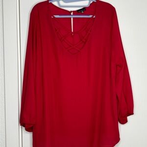 Long Sleeve Red Blouse
